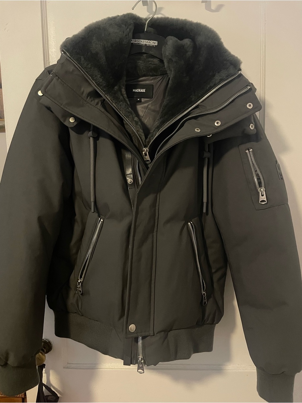 Mackage Men’s Black Puffer Jacket with Fur-Lined Collar